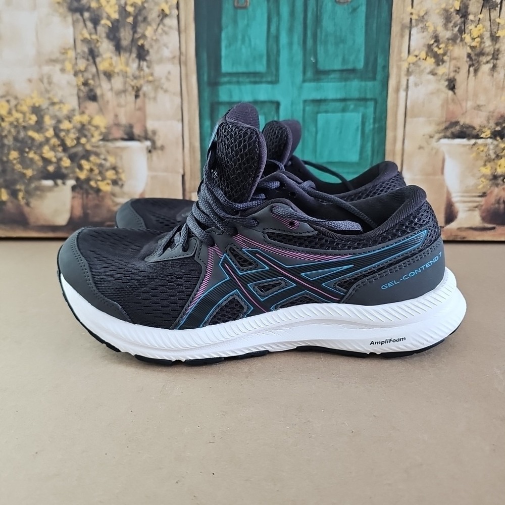 Asics Gel Contend 7 Running Sneakers Women's 8.5 Black Mesh 1012A911